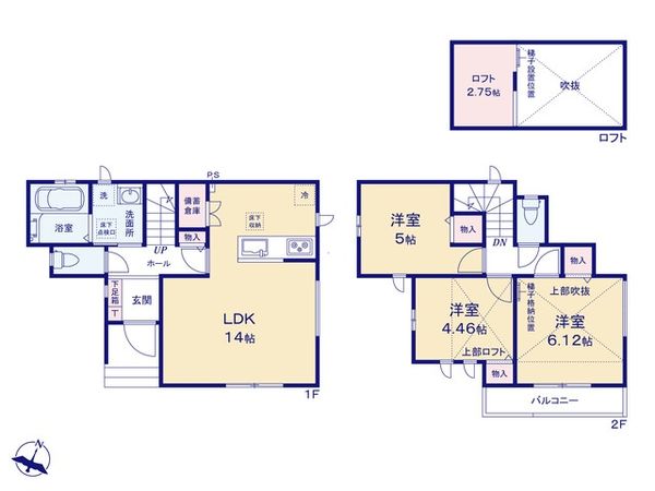 富士見市羽沢3丁目 新築戸建 間取図(平面図) 富士見市羽沢3丁目 新築戸建 間取図(平面図)