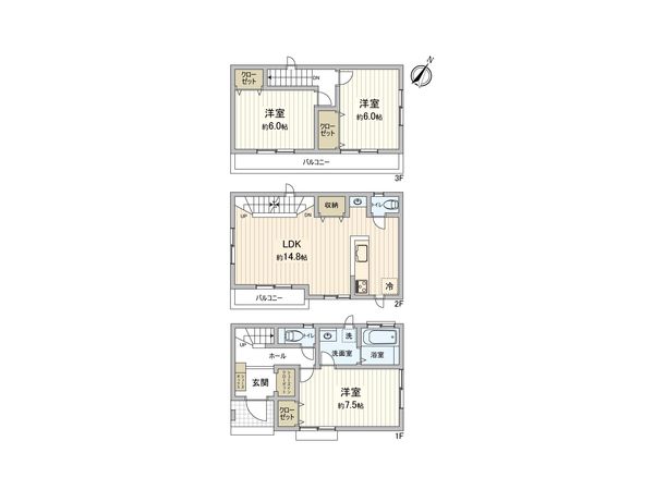 ふじみ野市北野2丁目 中古戸建 間取図(平面図) 間取図(平面図)