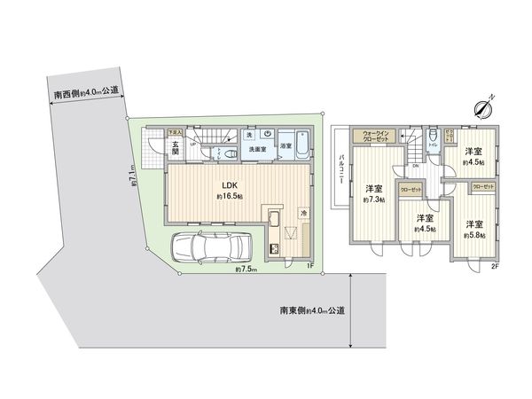 ふじみ野市南台1丁目 2期 新築戸建 2号棟 間取図(平面図)