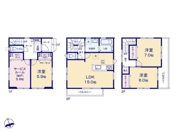 ふじみ野市大原1丁目 新築戸建 2号棟 間取図(平面図)