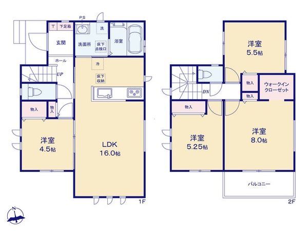 富士見市関沢2丁目 2期 1号棟 新築戸建 間取図(平面図)