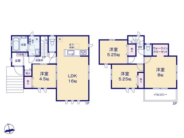 富士見市関沢2丁目 2期 2号棟 新築戸建 間取図(平面図)