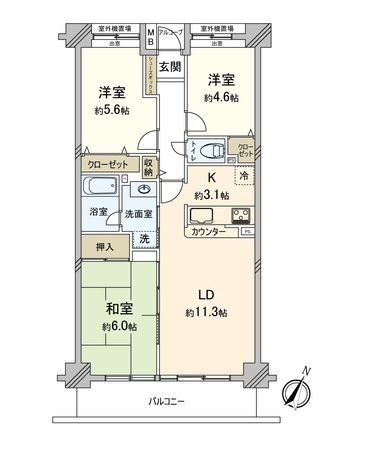 グランコートふじみ野 間取図(平面図)