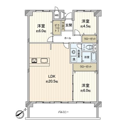 みよしみずほ台サンライトマンション C棟 間取図(平面図) みよしみずほ台サンライトマンション C棟 間取図(平面図)