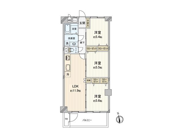 東武鶴瀬西口サンライトマンション 間取図(平面図) 間取図(平面図)