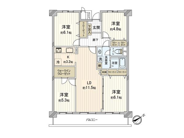 みよしみずほ台サンライトマンション D棟 間取図(平面図)