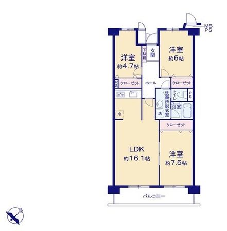 みよしみずほ台サンライトマンション E棟 間取図(平面図) みよしみずほ台サンライトマンション E棟 間取図(平面図)