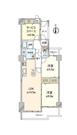 レスポワール鶴瀬Ⅱ 間取図(平面図)