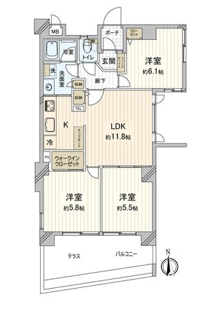 レスポワール鶴瀬Ⅱ 間取図(平面図)