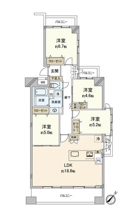 エステスクエアふじみ野B 間取図(平面図) エステスクエアふじみ野B 間取図(平面図)