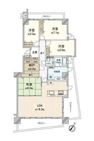 アイムふじみ野 南二番館 間取図(平面図) 間取図(平面図)