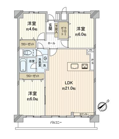 みよしみずほ台サンライトマンション B棟 間取図(平面図)