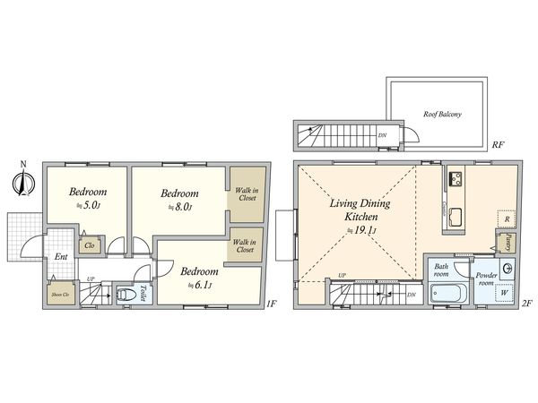 品川区旗の台6丁目戸建 間取図(平面図) 品川区旗の台6丁目戸建 間取図(平面図)