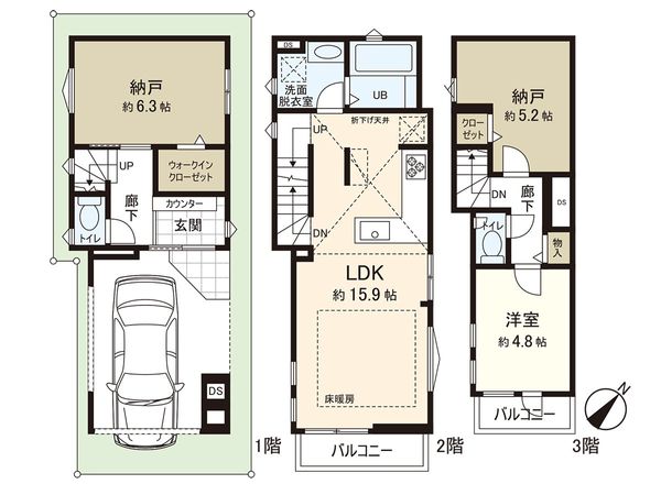 大田区南雪谷3丁目土地 2号棟 間取図(平面図) 間取図(平面図)