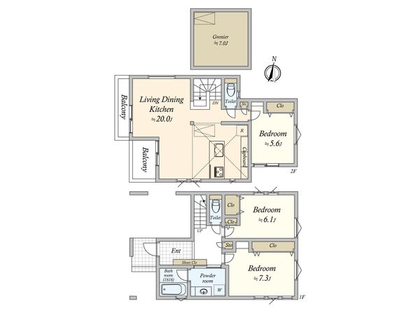 大田区久が原1丁目新築戸建 間取図(平面図) 大田区久が原1丁目新築戸建 間取図(平面図)