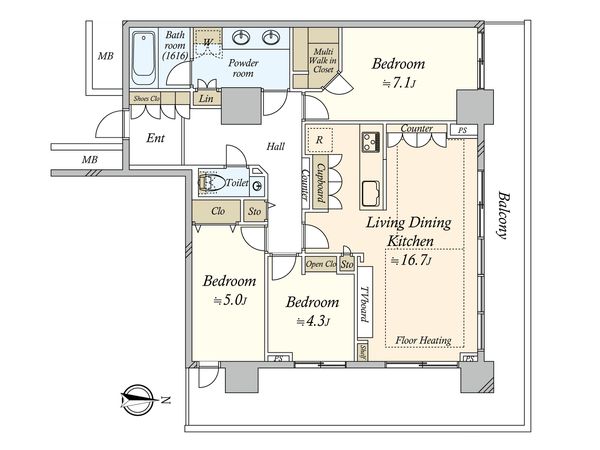 ザ・リバープレイス ウエストタワー 間取図(平面図)