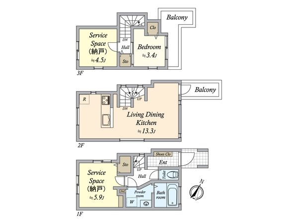 田園調布南戸建 間取図(平面図) 間取図(平面図)