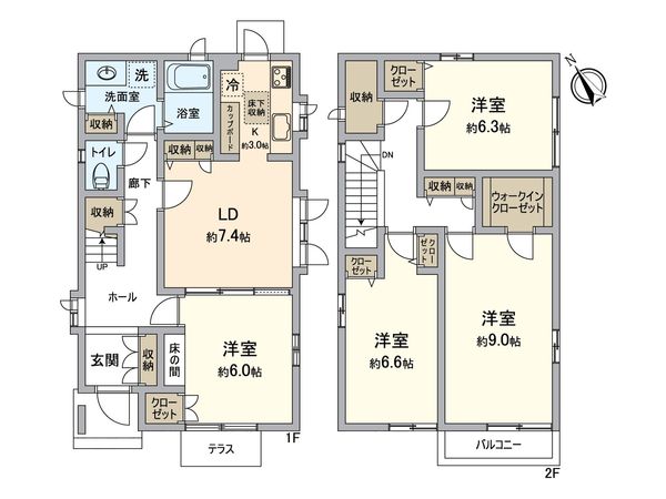 玉堤1丁目 戸建 間取図(平面図) 玉堤1丁目 戸建 間取図(平面図)