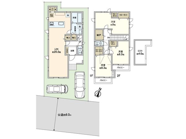 川口市芝宮根町 新築戸建 2号棟 間取図(平面図) 川口市芝宮根町 新築戸建 2号棟 間取図(平面図)