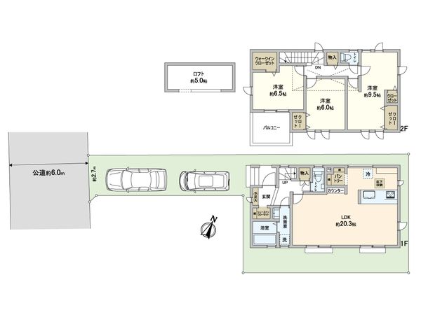 川口市芝宮根町 新築戸建 6号棟 間取図(平面図) 川口市芝宮根町 新築戸建 6号棟 間取図(平面図)