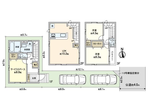 川口市本前川1丁目 新築戸建 2号棟 間取図(平面図) 川口市本前川1丁目 新築戸建 2号棟 間取図(平面図)