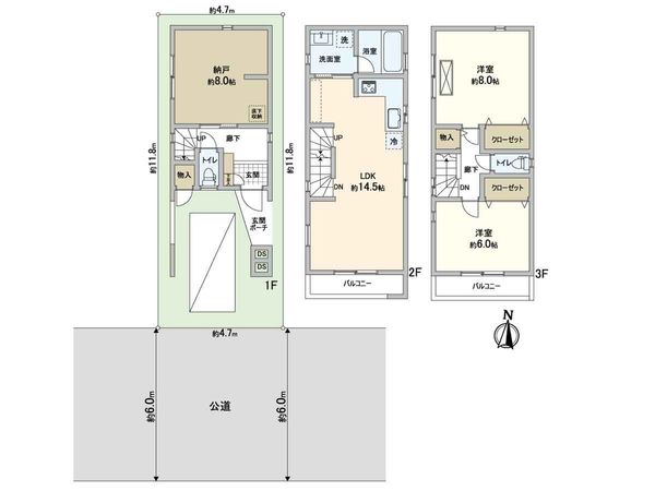 川口市芝2丁目 1号棟 間取図(平面図) 川口市芝2丁目 1号棟 間取図(平面図)
