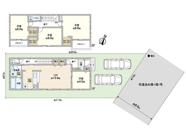 川口市上青木西1丁目 1号棟 間取図(平面図) 川口市上青木西1丁目 1号棟 間取図(平面図)
