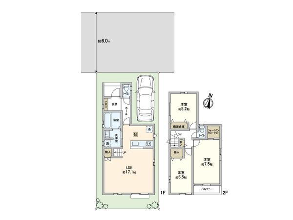 川口市北園町 新築戸建 A号棟 間取図(平面図)