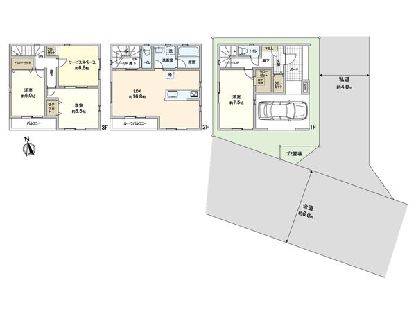 川口市芝西1丁目 新築戸建 A号棟 間取図(平面図)