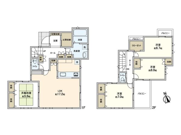 川口市坂下町4丁目 B号棟 間取図(平面図) 川口市坂下町4丁目 B号棟 間取図(平面図)