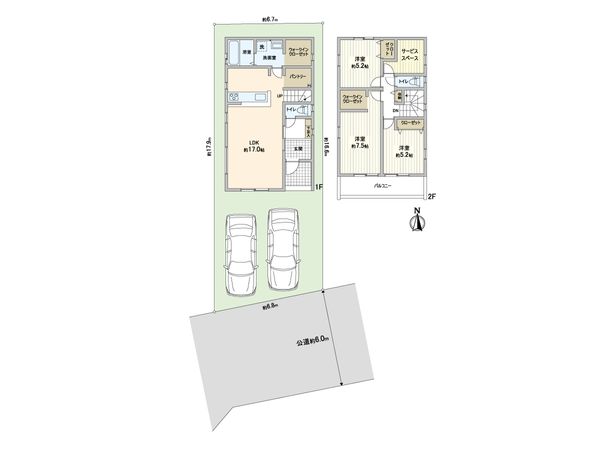 川口市大字伊刈 新築戸建 2号棟 間取図(平面図)