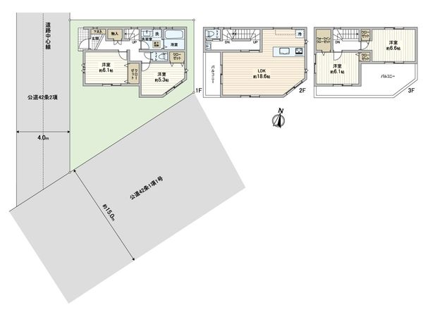 蕨市中央3丁目 新築戸建 1号棟 間取図(平面図) 間取図(平面図)