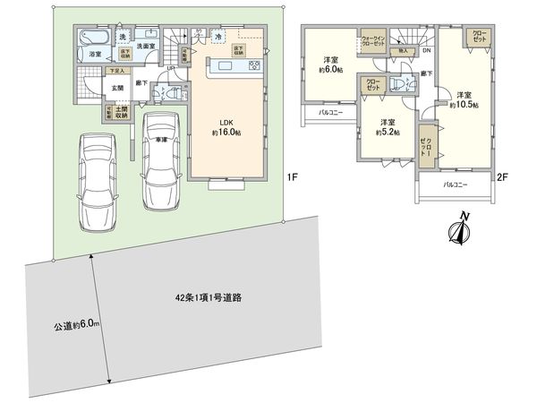 川口市大字石神 新築戸建 2号棟 間取図(平面図)