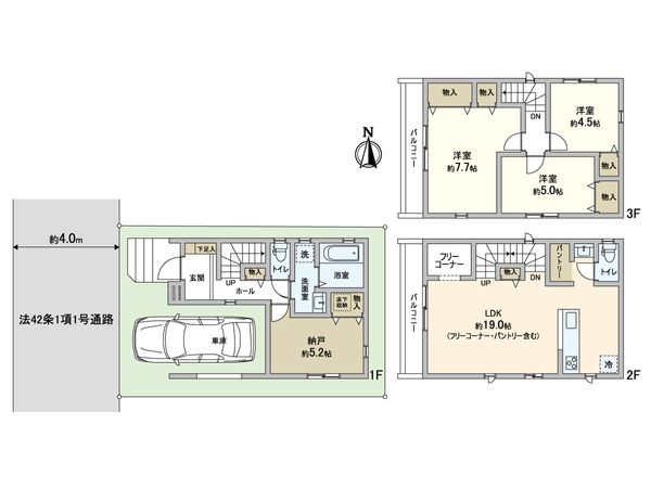 川口市南前川1丁目 新築戸建 A号棟 間取図(平面図)