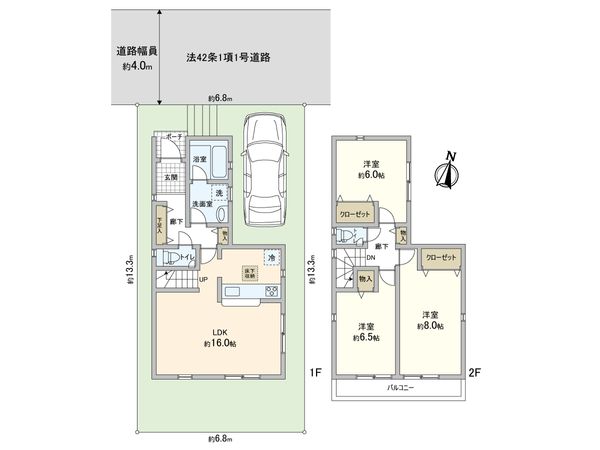 川口市大字東内野 新築戸建 1号棟 間取図(平面図)
