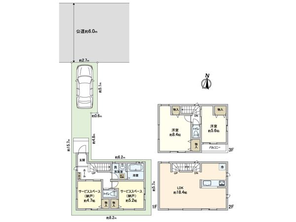 川口市芝中田2丁目 新築戸建 2号棟 間取図(平面図) 川口市芝中田2丁目 新築戸建 2号棟 間取図(平面図)