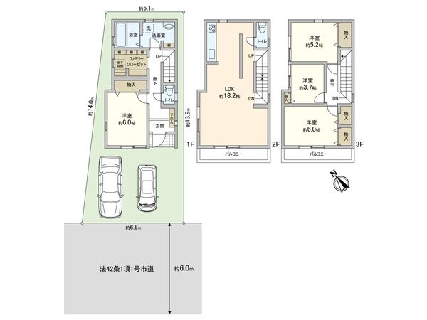 蕨市中央7丁目 新築戸建 1号棟 間取図(平面図) 蕨市中央7丁目 新築戸建 1号棟 間取図(平面図)