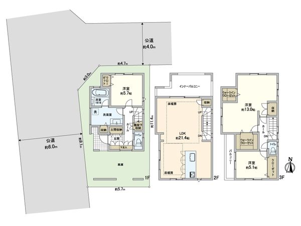 川口市芝中田2丁目 新築戸建 間取図(平面図) 間取図(平面図)
