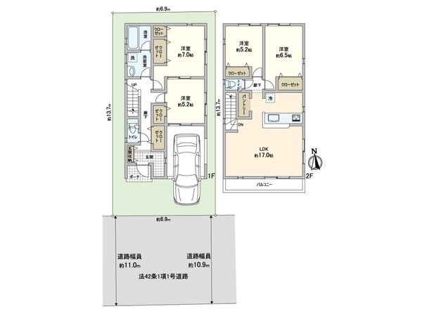 蕨市塚越6丁目 新築戸建 間取図(平面図) 間取図(平面図)