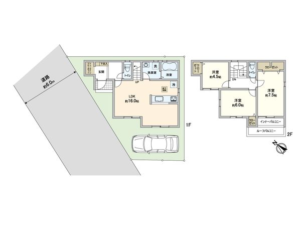 川口市前川2丁目 新築戸建 2号棟 間取図(平面図) 川口市前川2丁目 新築戸建 2号棟 間取図(平面図)
