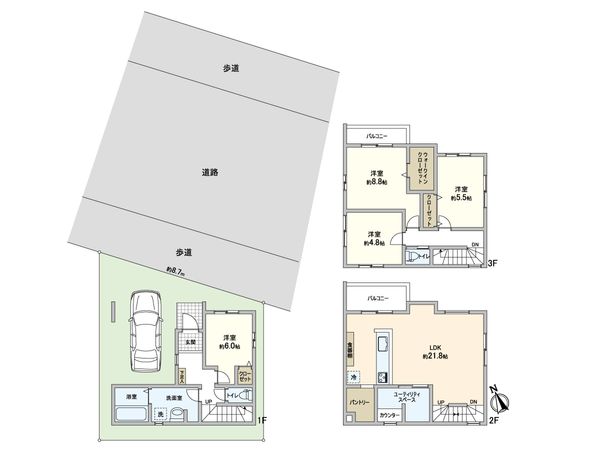 蕨市中央7丁目 新築戸建 間取図(平面図) 間取図(平面図)