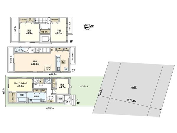 蕨市塚越7丁目 新築戸建 1号棟 間取図(平面図)
