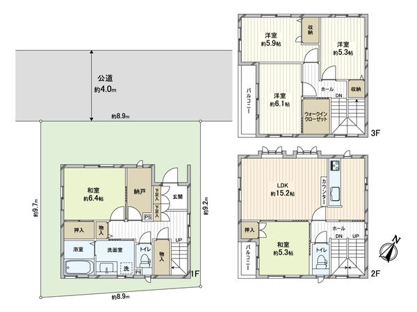 蕨市中央2丁目 中古戸建 間取図(平面図) 蕨市中央2丁目 中古戸建 間取図(平面図)