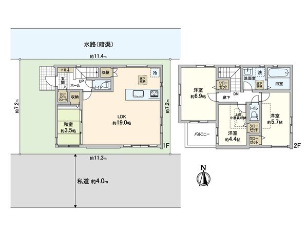 川口市芝高木2丁目 新築戸建 1号棟 間取図(平面図)