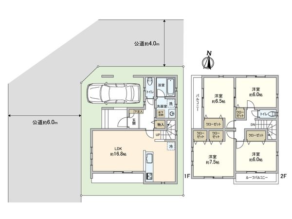 川口市本前川1丁目 新築戸建 1号棟 間取図(平面図) 川口市本前川1丁目 新築戸建 1号棟 間取図(平面図)