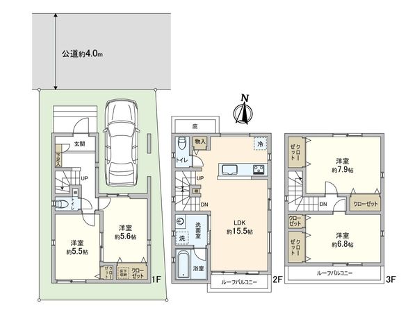 川口市本前川1丁目 新築戸建 3号棟 間取図(平面図) 川口市本前川1丁目 新築戸建 3号棟 間取図(平面図)