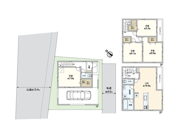 蕨市錦町1丁目 新築戸建 3号棟 間取図(平面図) 蕨市錦町1丁目 新築戸建 3号棟 間取図(平面図)
