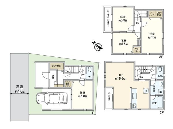 蕨市錦町1丁目 新築戸建 5号棟 間取図(平面図) 蕨市錦町1丁目 新築戸建 5号棟 間取図(平面図)