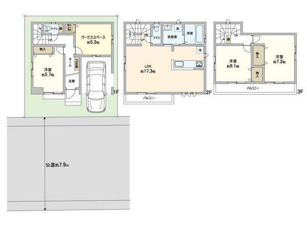 川口市上青木2丁目 新築戸建 2号棟 間取図(平面図) 川口市上青木2丁目 新築戸建 2号棟 間取図(平面図)