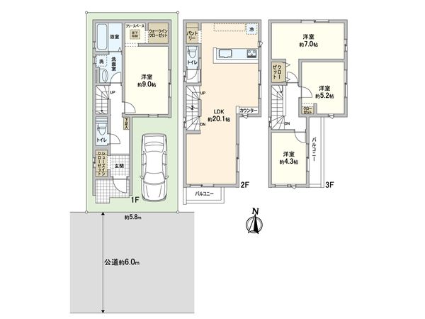 川口市北原台1丁目 1号棟 間取図(平面図) 川口市北原台1丁目 1号棟 間取図(平面図)